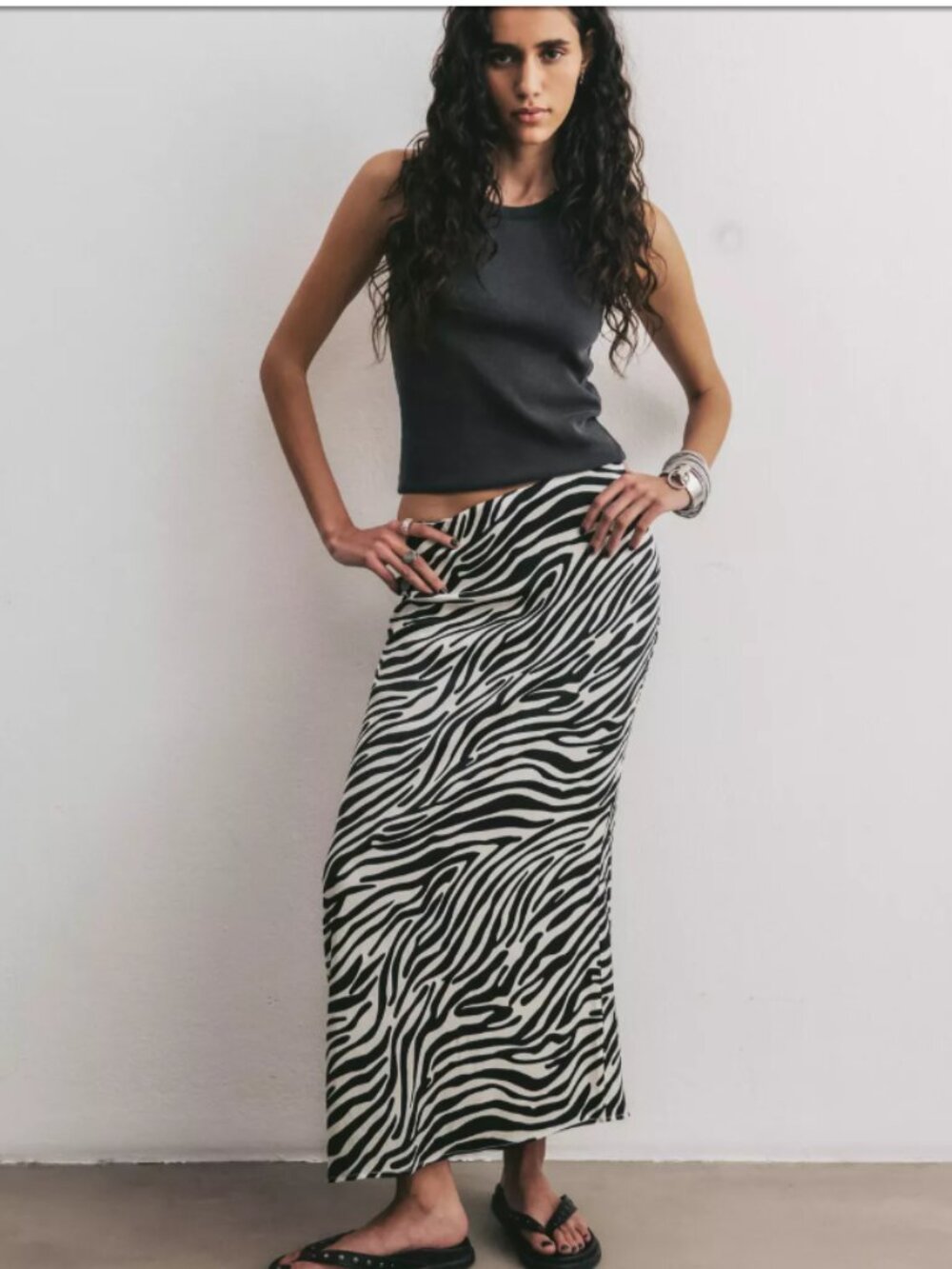 🖤 MIKUTA NWT! The Zebra Long Lyocell Skirt MEDIUM